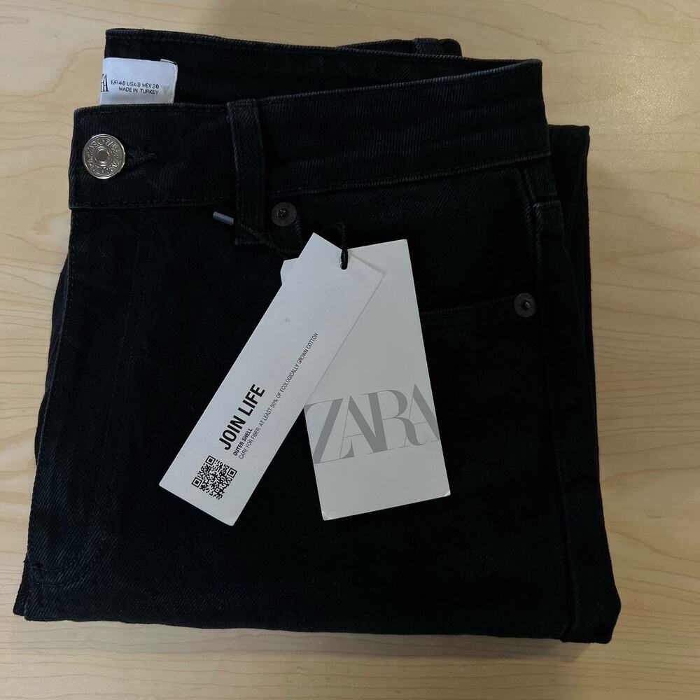 Zara Jeans Join Life Collection Size 8 NWT Black Denim High Waist